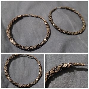 Vtg Metal Chunky Hoop Earrings